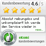 eKomi - The Feedback Company: Alles super . Sehr engagierter Mitarbeiter. Verbesserungsbedürftig wäre die PDF Verwendung, zu kompliziert wenn nur iPhone und iPad eingesetzt wird. eKomi - The Feedback Company: Alles super . Sehr engagierter Mitarbeiter. Verbesserungsbedürftig wäre die PDF Verwendung, zu kompliziert wenn nur iPhone und iPad eingesetzt wird.