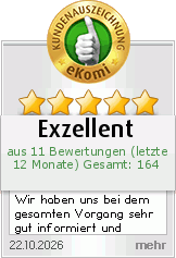 eKomi Gold-Siegel: 5,0 von 5 Sternen